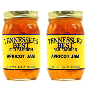 Tennessee’s Best Apricot Jam - Two Pack -Handcrafted with Simple Ingredients - Sugar and Raspberries - All Natural, Small Batch-Made -Two 16 oz Jars (454 g)