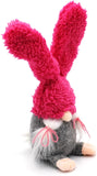 MeraVic Girl Gnome with Pink Bunny Ears - Cute Adorable 8.5” Female Gnome Plush with White Tail, Thumper Feet, & Pigtails with Pink Bows - Spring Decorations Weighted Doll - Holiday Home & Gift Decor