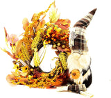 MeraVic Fantastic Craft Bundle - Fall Leaf Wreath with Standing Scarecrow Gnome -8x8” Wreath and 23” Gnome - Fall Decor - Festive - One Wreath and One Gnome