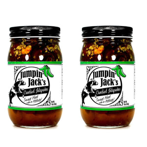 Deep Fork Jumpin’ Jack’s Candied Jalapenos - Two Pack- All Natural, Sweet, and Spicy Jalapenos with Red Peppers, Seeds, and Fresh Ingredients - Gourmet Jalapenos - Two 16 oz Jars (454g)