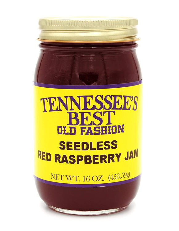 Tennessee’s Best Old Fashion Seedless Red Raspberry Jam | Handcrafted with Simple Ingredients - Raspberries and Sugar | All Natural Delicious Fruit Preserves Made in Small Batches - 16 oz Jar (454 g)