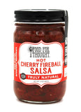 Food for Thought Hot Cherry Fireball Salsa - Hand Crafted and Truly All Natural Salsa using Sustainably Sourced Ingredients - Hot, Spicy, and Fresh Gourmet Appetizer Dip - 13 oz (368 g)