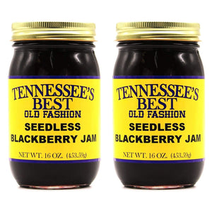 Tennessee’s Best Seedless Blackberry Jam - Two Pack - Handcrafted with Sugar, Blackberries and Strained to Remove Seeds - All Natural, Small Batch-Made - Two 16 oz Jars (454 g)