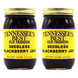 Tennessee’s Best Seedless Blackberry Jam - Two Pack - Handcrafted with Sugar, Blackberries and Strained to Remove Seeds - All Natural, Small Batch-Made - Two 16 oz Jars (454 g)