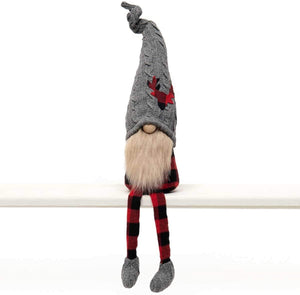 MeraVic - Buffalo Plaid Gnome with Deer - 29 inches - Fall and Winter Decorations - Felt - Bearded - Buffalo Plaid Gnome with Deer