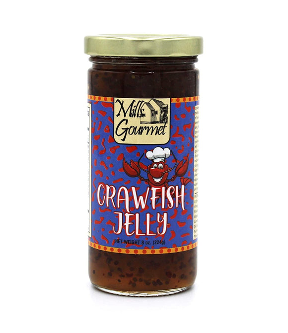 Mills Gourmet Crawfish Jelly - Bursting with the Flavors of a Cajun Crawfish Boil - Delicious Shrimp and Seafood Glaze - Unique Gourmet Spread - 8 oz Jar (224 g)