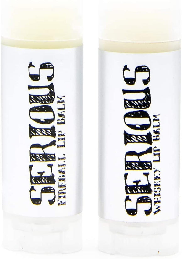 SLB: Serious Lip Balm: Whiskey and Fireball- .15 oz- Natural Ingredients & Flavor, Handmade- Vitamin E & Natural Oils, Moisturizing and Healing - 2 Pack