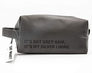 2TC Collection - “It’s Not Gray Hair, It’s my Silver Lining” Travel Toiletry Dopp Kit -Canvas with a Waterproof Lining - Brown - “It’s Not Gray Hair, It’s My Silver Lining” Travel Toiletry Dopp Kit