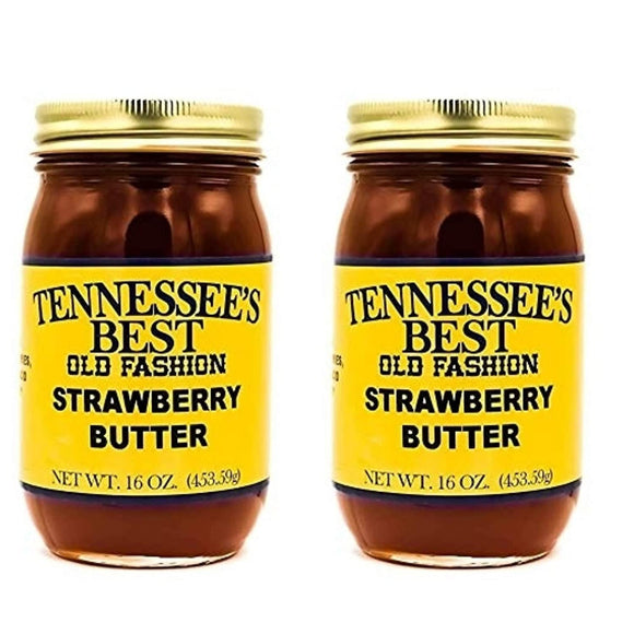 Tennessee’s Best Old Fashion Strawberry Butter - Two Pack -Handcrafted with Simple Ingredients - Sugar and Strawberries - All natural, Small Batch-Made - Two 16 oz Jars (454 g)