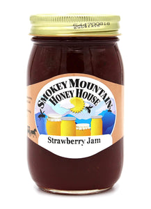 Smokey Mountain Honey House Strawberry Jam - Gourmet Fruit Jam Made with all Natural and Fresh Ingredients - From the Farm to the Table - 16 oz Jar