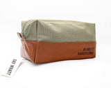 2TC Collection - “Almost Handsome” Travel Toiletry Dopp Kit -Canvas with a Waterproof Lining - Green and Brown - “Almost Handsome” Travel Toiletry Dopp Kit