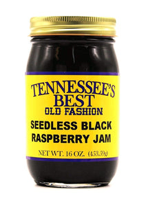 Tennessee’s Best Seedless Black Raspberry Jam | Handcrafted with Sugar, Raspberries and Strained to Remove the Seeds | All Natural, Small Batch-Made - 16 oz Jar (454 g)