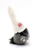 MeraVic Spring Gnome with White Bunny Ears - Cute & Adorable 9” Male Gnome Plush with Paws, Tail, Pink Button Flower, and Gray Beard - Spring Decorations Custom Weighted Doll - Holiday Home Gift Decor