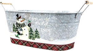 Hill’s Parks One Metal Christmas Pail: “Baby It's Cold Outside” -14" Long - Winter Decor - Holiday - Metal Christmas Pail: “Baby It's Cold Outside”