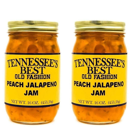 Tennessee’s Best Old Fashion Peach Jalapeno Jam - Two Pack - Handcrafted with Simple Ingredients - Sugar, Peaches and Jalapenos | All Natural, Small Batch-Made - Two 16 oz Jar (454 g)