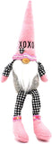 MeraVic Love Theme Male Gnome with Pink Hat, Gloves, and Shoes - Cute & Adorable 14” Gnome Weighted Plush Doll with XOXO Embroidery & Sequins - Spring Decorations Holiday Farmhouse Home & Gift Decor