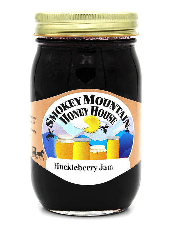 Smokey Mountain Honey House Huckleberry Jam - Gourmet Fruit Jam Made with Fresh Huckleberry and All Natural Spices - From the Farm to the Table - 16 oz Jar