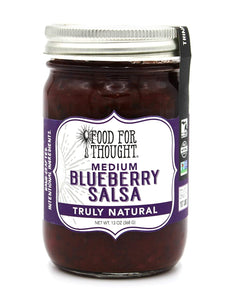 Food for Thought Medium Blueberry Salsa - Hand Crafted in Small Batches and Truly All Natural Salsa using Sustainably Sourced Ingredients - Sweet and Spicy Gourmet Appetizer Dip - 13 oz (368 g)