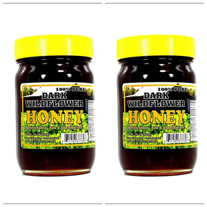 Tennessee Mountain Dark Wildflower Honey Two Pack- Locally Harvested in Tennessee and Smoky Mountains - 100% Pure, Raw and Unpasteurized - All Natural - Two 16 oz Jars (454g)