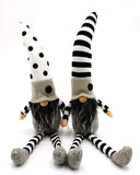 MeraVic Twin Gnomes with Legs - Set of 2 Adorable 15” Weighted Plush Doll Gnomes with Beards & Black and White Clothing with Hats - Spring & Summer Decorations - Seasonal Home, Gift, & Farmhouse Decor