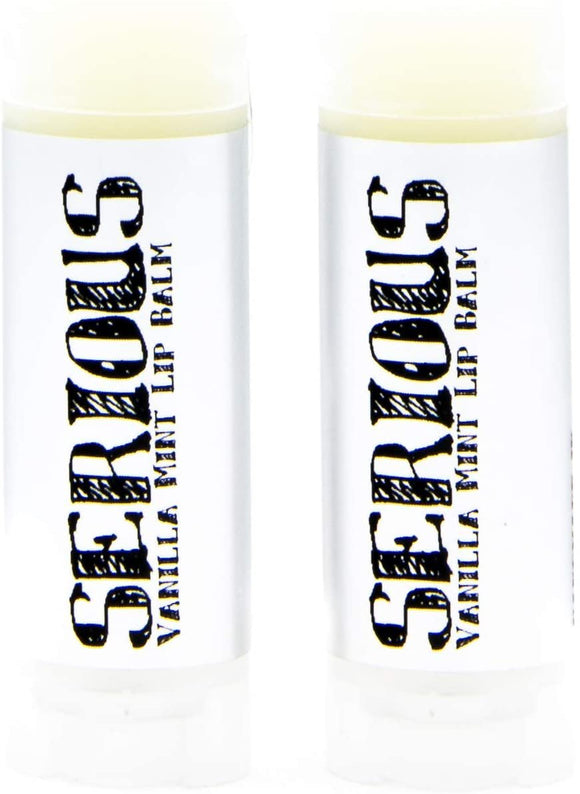 SLB: Serious Lip Balm: Vanilla Mint (Two Pack)- 2-.15 oz- Natural Ingredients & Flavor, Handmade- Vitamin E & Natural Oils, Moisturizing and Healing