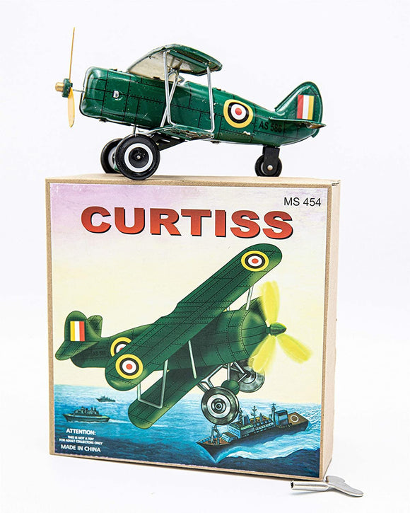 Benjamin International Curtiss Model Plane - 7 inches - Green - MS 454 - Wheels - Curtiss Model Plane