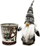 MeraVic Hill’s Parks Winter Decor Bundle - One 5” Metal Holiday Pail, “Baby It’s Cold Outside” and One 11.5” Bearded Sweater Gnome - Gift Idea - Snowman -