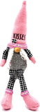 MeraVic Love Theme Girl Gnome with Pink Hat, Gloves, and Shoes - Cute & Adorable 14” Gnome Weighted Plush Doll with KISSES Embroidery & Sequins - Spring Decorations Holiday Farmhouse Home & Gift Decor