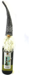 MeraVic - Gnome Wine Bottle Topper - Gray with Snowflake Hat- Bearded - Winter and Fall Decorations - Raffia - Gray Gnome Bottle Topper