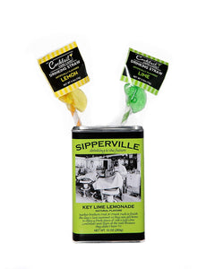 McSteven’s - Sipperville Key Lime Lemonade Mix with Lemon and Lime Straws | Drinking to the Future | Naturally Flavored - 10 oz Square Tin and One Each Lemon/Lime Straw - Sipperville Key Lime Lemonade