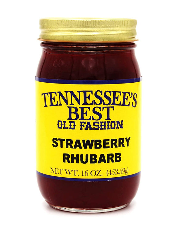 Tennessee’s Best Old Fashion Strawberry Rhubarb Jam - Handcrafted in Small Batches with Simple & All Natural Ingredients - Loaded with Delicious Flavors of Strawberries & Rhubarb - Gluten Free - 16 oz