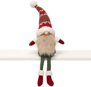 MeraVic - Bearded Standing Gnome with Legs - 21.5 inches - Green and Red - Fall and Winter Decorations - Felt - Bearded - Standing Gnome with Legs