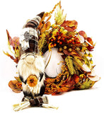 MeraVic Fantastic Craft Bundle - Fall Leaf Wreath with Standing Scarecrow Gnome -8x8” Wreath and 23” Gnome - Fall Decor - Festive - One Wreath and One Gnome