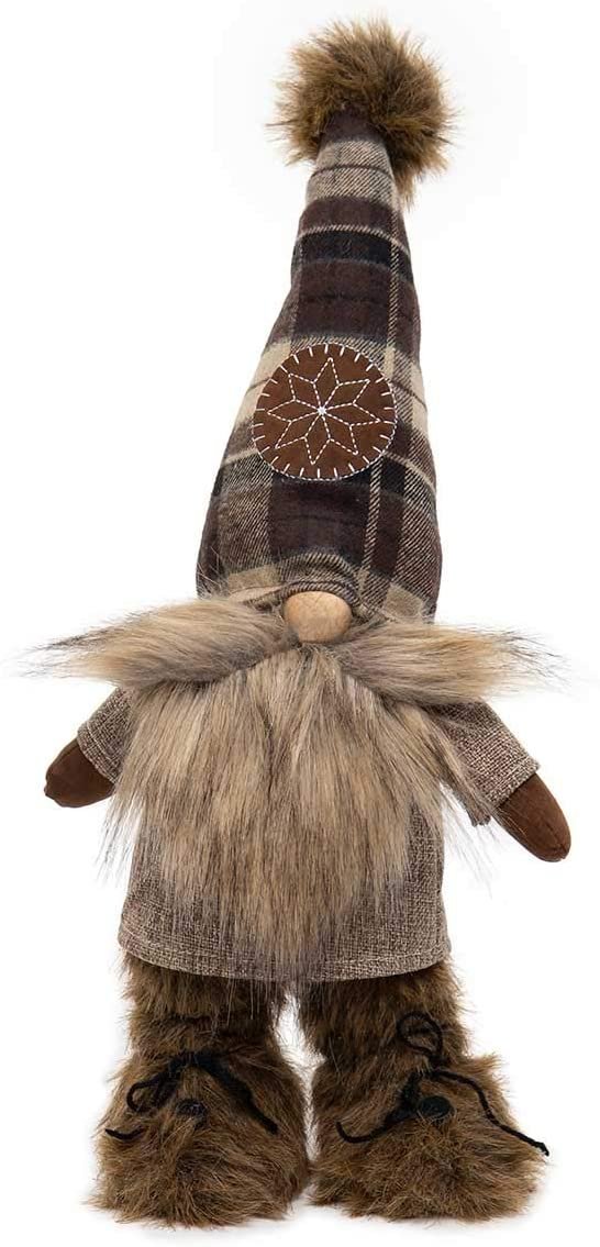 MeraVic - Brown Northwoods Standing Gnome - 20 inches - Fall Decorations - Felt - Bearded - Fur Boots- Brown Northwoods Standing Gnome