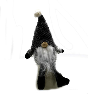 MeraVic - Gnome in Gray Hat with Legs - 9.5 inches - Winter Decorations - Felt - Holiday Decor - Bearded - Gnome in Gray Hat with Legs