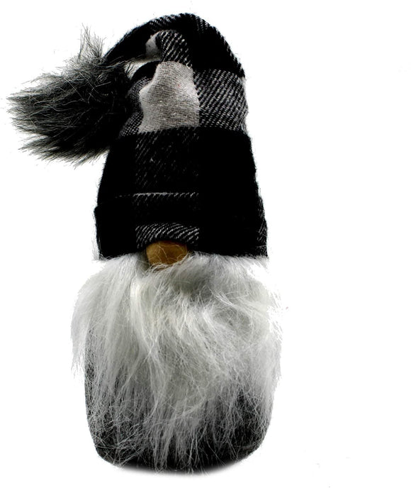 MeraVic - Black Buffalo Plaid Gnome - 10 inches - Fall and Winter Decorations - Felt - Bearded - Black Buffalo Plaid Gnome