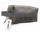 2TC Collection - “It’s Not Gray Hair, It’s my Silver Lining” Travel Toiletry Dopp Kit -Canvas with a Waterproof Lining - Brown - “It’s Not Gray Hair, It’s My Silver Lining” Travel Toiletry Dopp Kit