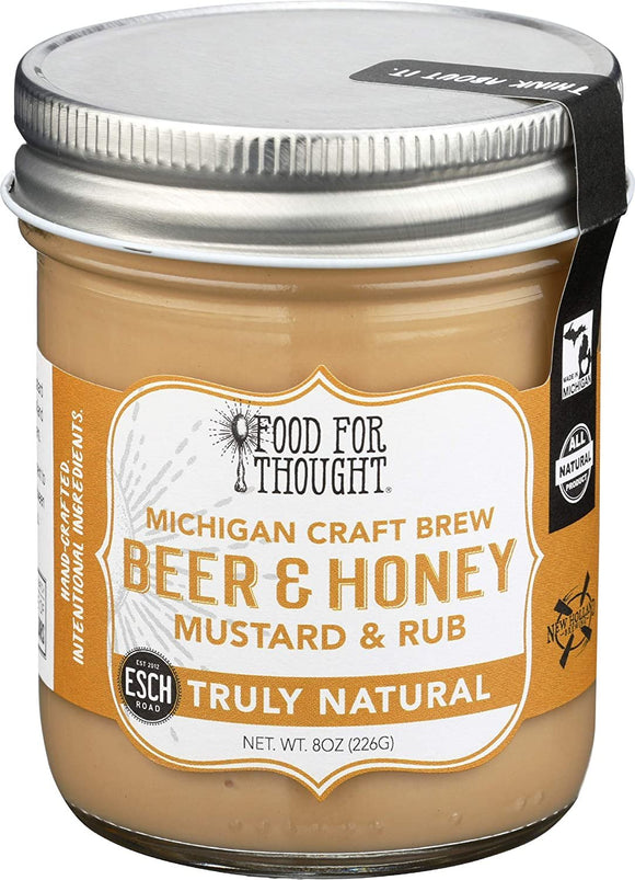 Food For Thought, Mustard Rub Michigan Craft Brew Beer Honey, 8 Ounce