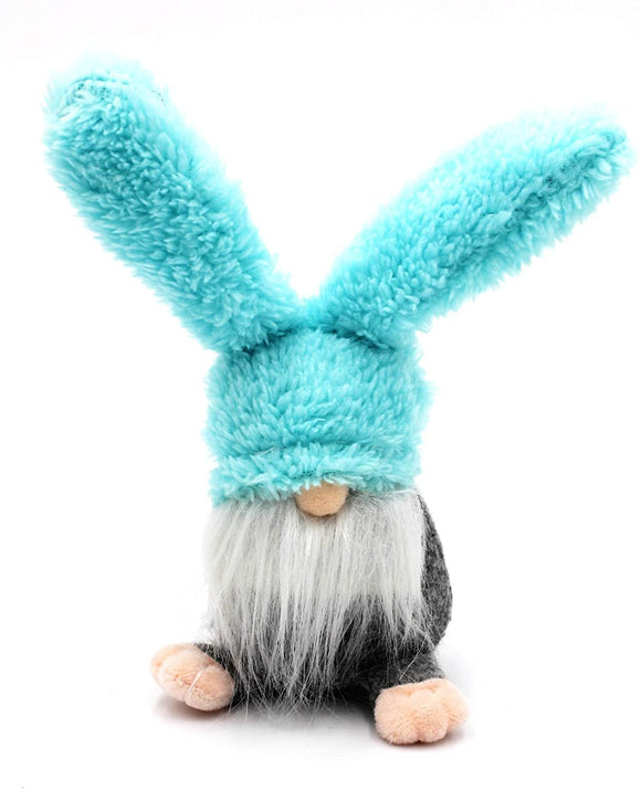 MeraVic Boy Gnome with Blue Bunny Ears - Cute & Adorable 8.5” Male Gnome Weighted Plush Doll with White Tail, Thumper Feet, & Long White Beard - Spring Decorations Holiday Farmhouse Home & Gift Decor