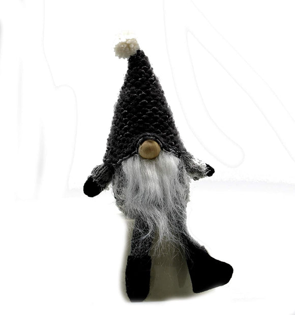 MeraVic - Gnome in Gray Hat with Legs - 9 inches - Winter Decorations - Felt - Holiday Decor - Bearded - Gnome in Gray Hat with Legs