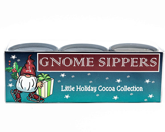 McSteven’s Little Holiday Cocoa Collection “Gnome Slippers” - S'Mores Cocoa, Chocolate Cocoa, Vanilla Cocoa - Set of Three 3 oz Festive Containers - Little Holiday Cocoa Collection “Gnome Slippers”