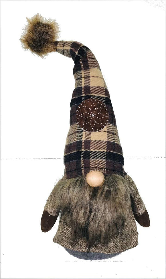 MeraVic - Brown Northwoods Sitting Gnome - 19 inches - Fall and Winter Decorations - Felt - Bearded - Brown Northwoods Sitting Gnome