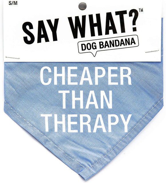 2TC Collection - Hello Pets “Cheaper than Therapy” Dog Bandana - Size Small or Medium Dogs - Gifts for Pet Lovers - Premium 100% Cotton - Durable - Hello Pets “Cheaper than Therapy” Dog Bandana