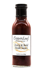 CopperLeaf Gourmet Zesty & Bold Steak Sauce | Handcrafted with Tomatoes, Molasses, Worcestershire and Hot Sauce | All Natural and Fresh Ingredients - 14 oz Bottle (396 g)