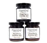 Copperleaf Gourmet | Bundle of 3 | Triple Berry Chipotle Jam, Raspberry Jalapeno Jam, Strawberry Jalapeno Jam - Ultimate Flavor Filled - Sweet and Spicy - 5 oz Jars