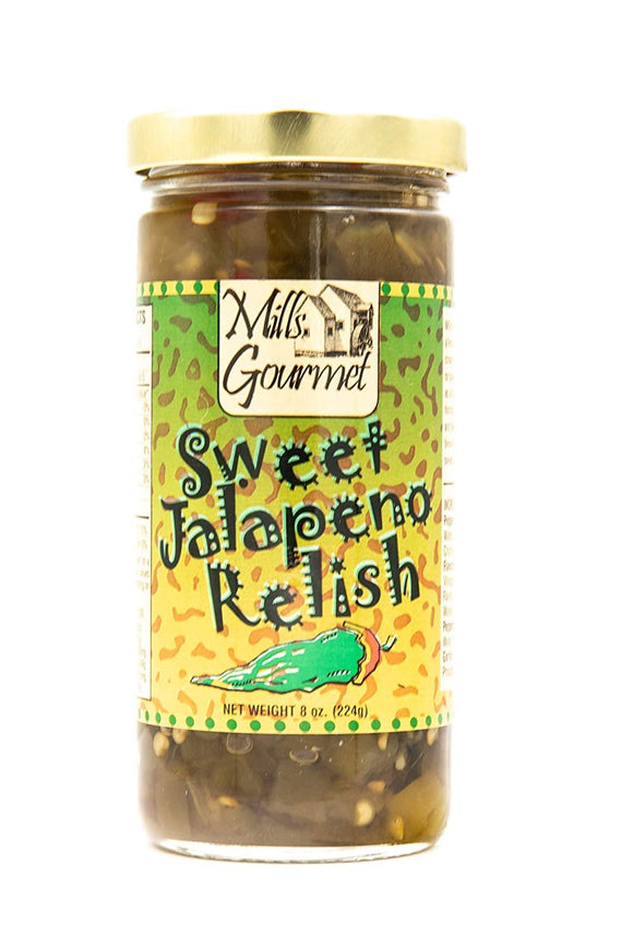 Mills Gourmet Sweet Jalapeno Relish | With Flavors of Jalapenos and Red Bell Peppers | All Natural and Fresh Ingredients - 8 oz Jar (224g)