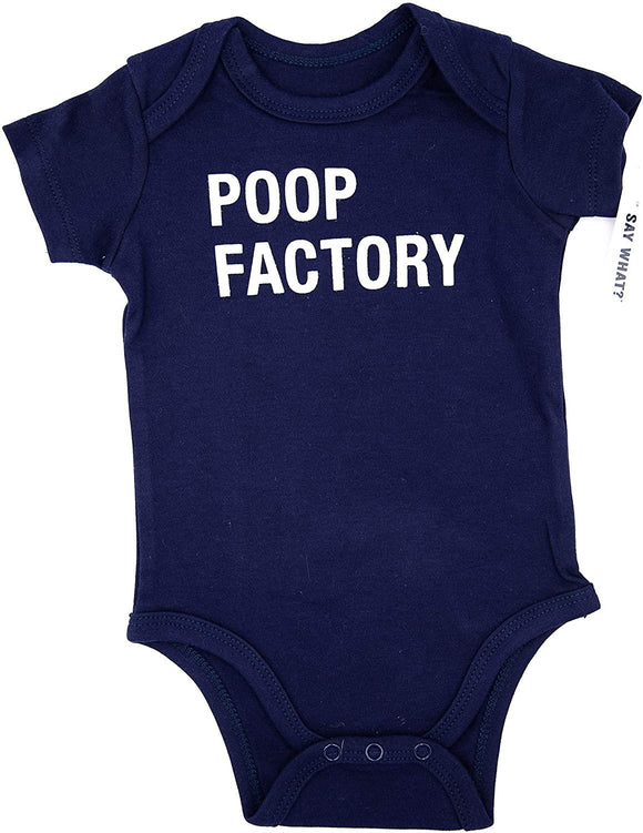 2TC Collection - “Poop Factory” Infant Bodysuit - Ages 3-6 Months - Navy Blue - Premium 100% Cotton- “Poop Factory” Infant Bodysuit