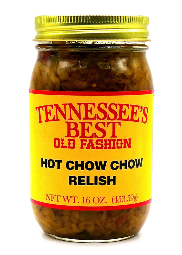 Tennessee's Best Old Fashion Hot Chow Chow Relish | Handcrafted in Small Batches with Simple Ingredients | All Natural, Gluten-free, Produce in a Jar - 16 oz Jar (454 g)…