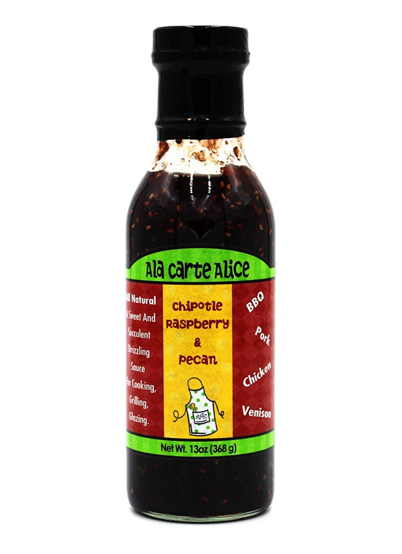 Ala Carte Alice Chipotle Raspberry & Pecan Sauce - Handcrafted with Real Chipotle Peppers & Raspberries - Delicious Sweet & Spicy Marinade Basting Sauce Pairs with Ribs Chicken Pork or Venison - 13 oz