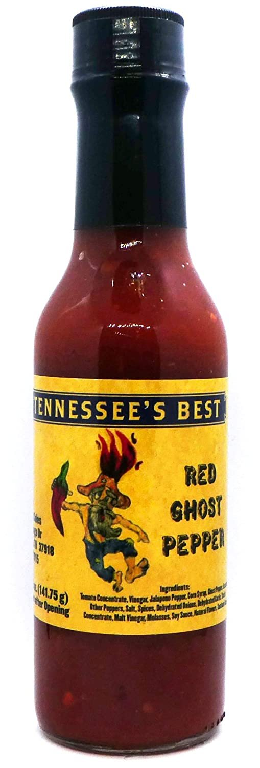 Tennessee's Best Red Ghost Pepper Hot Sauce - 5 oz Bottle - Tennessee's Hottest Sauce - Small-Batch and Hand Packed - Red Ghost Pepper